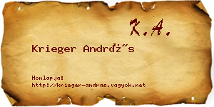 Krieger András névjegykártya